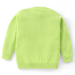 Babyhug Knitted Full Sleeves Front Open  Sweater with Cable Knit Design - Lime Green image 2