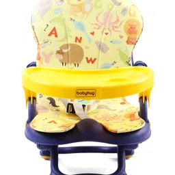 Babyhug 2 in 1 Kids Feeding Chair & Booster Chair with Removable Tray & Seat Cushion - Yellow| Adjustable Height| Safety Harness| Foldable Legs| Non Slip Base| Easy to Clean| Durable Built image 2