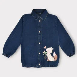 Kiwi Denim Woven Full Sleeves Fox Printed Shirt & Jeans Set - Blue & Black image 3