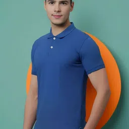Moda Rapido Men Polo Collar Indigo T-shirt image 5
