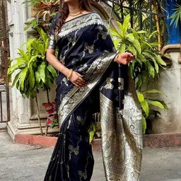 ELITE WEAVES Floral Woven Design Zari Banarasi Saree-picture-17