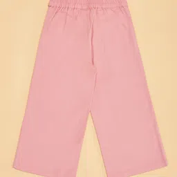 Pantaloons Junior Cotton Spandex Solid Wide Leg Pant - Pink image 4