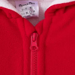 Kookie Kids Full Sleeves Hoodie With Fox Applique - Red & White image 4