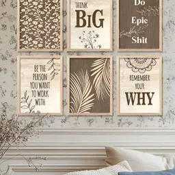 Kotart Beige & Brown 6 Pieces Wooden Wall Arts-image-79