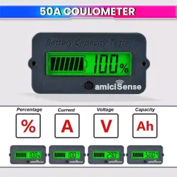 amiciSense Coulometer Battery Capacity Indicator Portable 50 A For Li-ion, Life-Po and Lead Acid Battery image 2