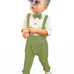 Belliza Baby Boys Shirt Dungaree, Bow Tie (GREEN)-image-99