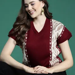 Sangria Short Sleeves Acrylic Pullover-picture-16