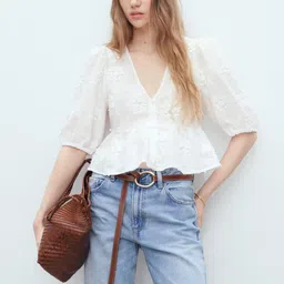 MANGO Floral Embroidered Cotton A-Line Top-picture-24