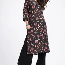 Anouk Rustic Keyhole Neck Floral Printed Straight Kurta image 2