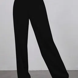 KISURA Women Comfort Wide Leg High-Rise Wrinkle Free Trouser-image-6