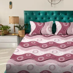 KLOTTHE Geometric Printed 300TC King Bedsheet With Pillow Cover image 2