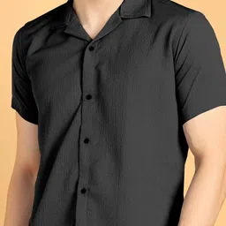 COMBRAIDED Men Black Polycotton Casual Short Sleeves Shirt-picture-36