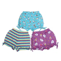 SuperBottoms Pack Of 3 Striped & All Over Clouds & Unicorn Print Briefs - Blue & Purple-image-77