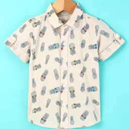 Jash Kids Half Sleeves Shirt Pineapple Print - Cream-image-47