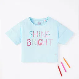 Ed-a-Mamma Cotton Sustainable Half Sleeves T-Shirt Text Print - Blue-picture-14