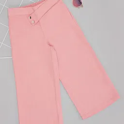 Pantaloons Junior Cotton Spandex Solid Wide Leg Pant - Pink-picture-28