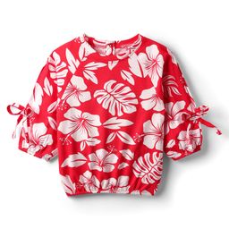 Babyhug Cotton Knit Three Fourth Raglan Sleeves With Floral Print - Red-picture-32