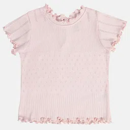 MINI KLUB Cotton Half Sleeves Schfilli Embroidered Top - Pink-image-44