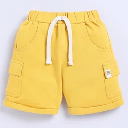 Little Ninja Cotton Knit Solid Cargo Shorts - Yellow-picture-25