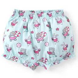 Babyhug 100% Cotton Bloomer Hippo Print Pack of 3 - Pink Blue & Yellow image 2