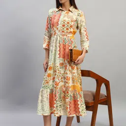 Cantabil Ethnic Motifs Print A-Line Dress image 3