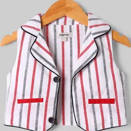 ToffyHouse Cotton Woven Half Sleeves 3 Piece Party Suit With Bow - Multi Colour image 5