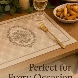 Myntra Elegant Homes 6Pcs Pink & Beige Patterned Waterproof Anti-Slip Table Placemats image 2