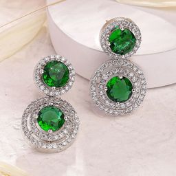 KARATCART Silver Plated American Diamond Contemporary Drop Earrings-picture-10