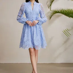 JC Collection Women Floral Self Design Embroidered Fit & Flare Dress-picture-13