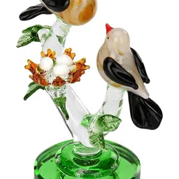 1ST TIME Green & Transparent Glass Bedroom 3D Cutout Bird Idol Showpiece 5.1 inch image 4