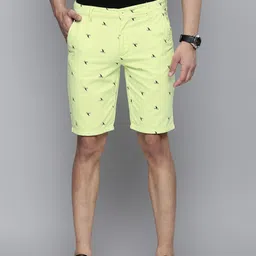 The Indian Garage Co Men Lime Green Printed Slim Fit Chino Shorts-picture-17