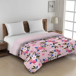 KLOTTHE White & Pink Printed 350 GSM AC Room Double Bed Comforter-picture-38