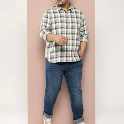 Sztori Men Plus Size Checked Pure Cotton Casual Shirt image 3