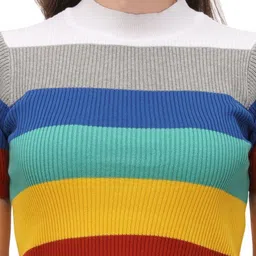 CORSICA Women Striped High Neck Slim Fit T-shirt image 4