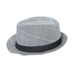 FabSeasons Unisex White Checked Fedora Hat image 1