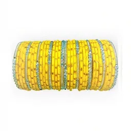 AMSHA Yellow Glass Artificial Stones & Beads Bangle-picture-24