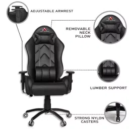 ASE Gaming Gold Series Gaming Chair with 180 Degree Recline (Grey & Black) image 3