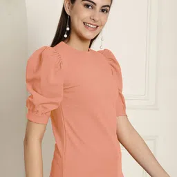Metronaut Pack Of 2 Solid Puff Sleeve Peplum Top image 4