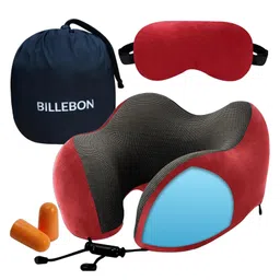 Billebon Cool Gel Travel Neck Pillow Magnetic Fabric, Neck Support , Washable Cover - Red Combo-picture-20