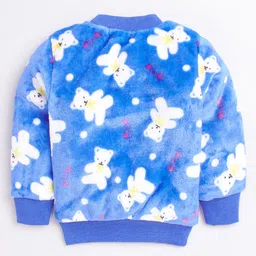 M'andy Fleece Full Sleeves Teddy Bear  Printed Winter Wear Jogger Set  -  Blue image 3