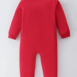 BLUSHES Christmas Theme 100% Cotton Full Sleeves Merry Christmas Text Printed Romper - Red image 3