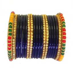 Instyle Forever Set Of 10 Purple Glass Artificial Stones Bangle image 3