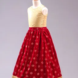 Babyhug Sleeveless Choli & Lehenga with Dupatta - Maroon image 3