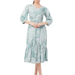 Edla Women Floral Printed V-Neck Fit & Flare Midi Dress-picture-38