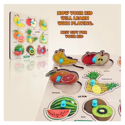 Mingkids Kids Educational Jigsaw Puzzles Learning Toys Kit Board Game Set of Numbers Alphabets & Fruits Educational Toy Pack of 3 - 41 Pieces image 3