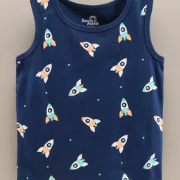 Doodle Poodle 100% Cotton Sleeveless Stars & Rockets Printed Vests Pack of 5 - Multicolour image 4