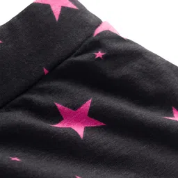 Pine Kids Cotton Lycra Knit Full Length Leggings With Star Print - Black image 4