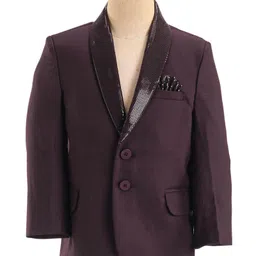 Babyhug Woven Full Sleeves Three Piece Solid Colour Party Suit with Bow - Maroon image 5