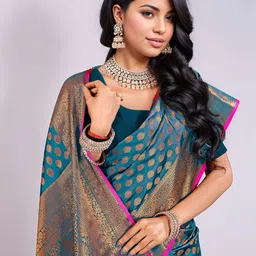 Anouk Rustic Ethnic Motifs Woven Design Zari Banarasi Saree image 3