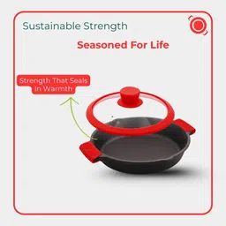 the chef story Throwback Series Cast Iron Skillet NA Pan 26 cm diameter with Lid 1.8 L capacity image 2